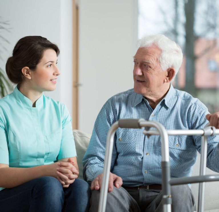Elderly,Sick,Man,Meeting,With,His,Young,Pretty,Nurse
