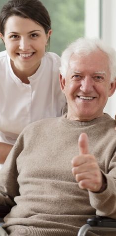 Old,Man,On,Wheelchair,Holding,Thumb,Up